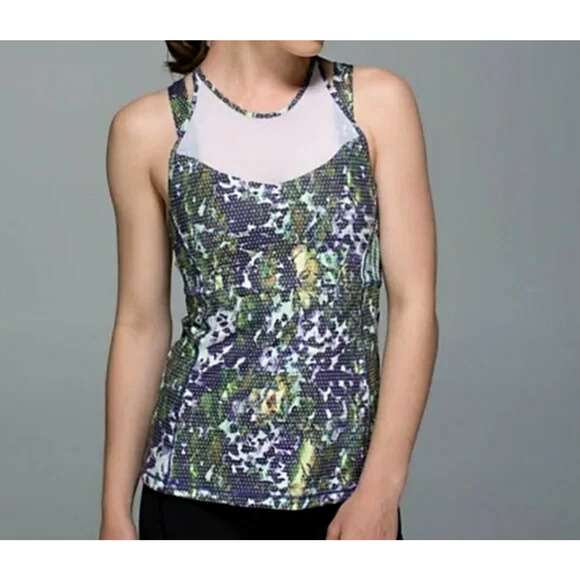 Lululemon‎ Running In The City Tank | Size 4 | Floral Print | Mesh Racerback Top - Picture 1 of 9